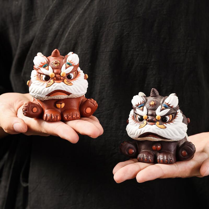 Handmade Zisha Lucky Lion Tea Pet Ornament
