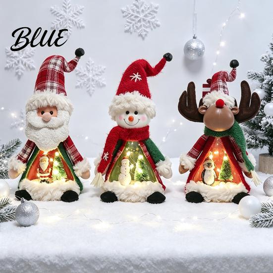 Kardan Adam Tatil Süsü Işıklı Noel Bebek Dekorasyonu Sevimli Peluş Noel Baba/Kardan Adam/Ren Geyiği Figürü Yaratıcı Şömine Dekoru ile Sıcak LED Işık