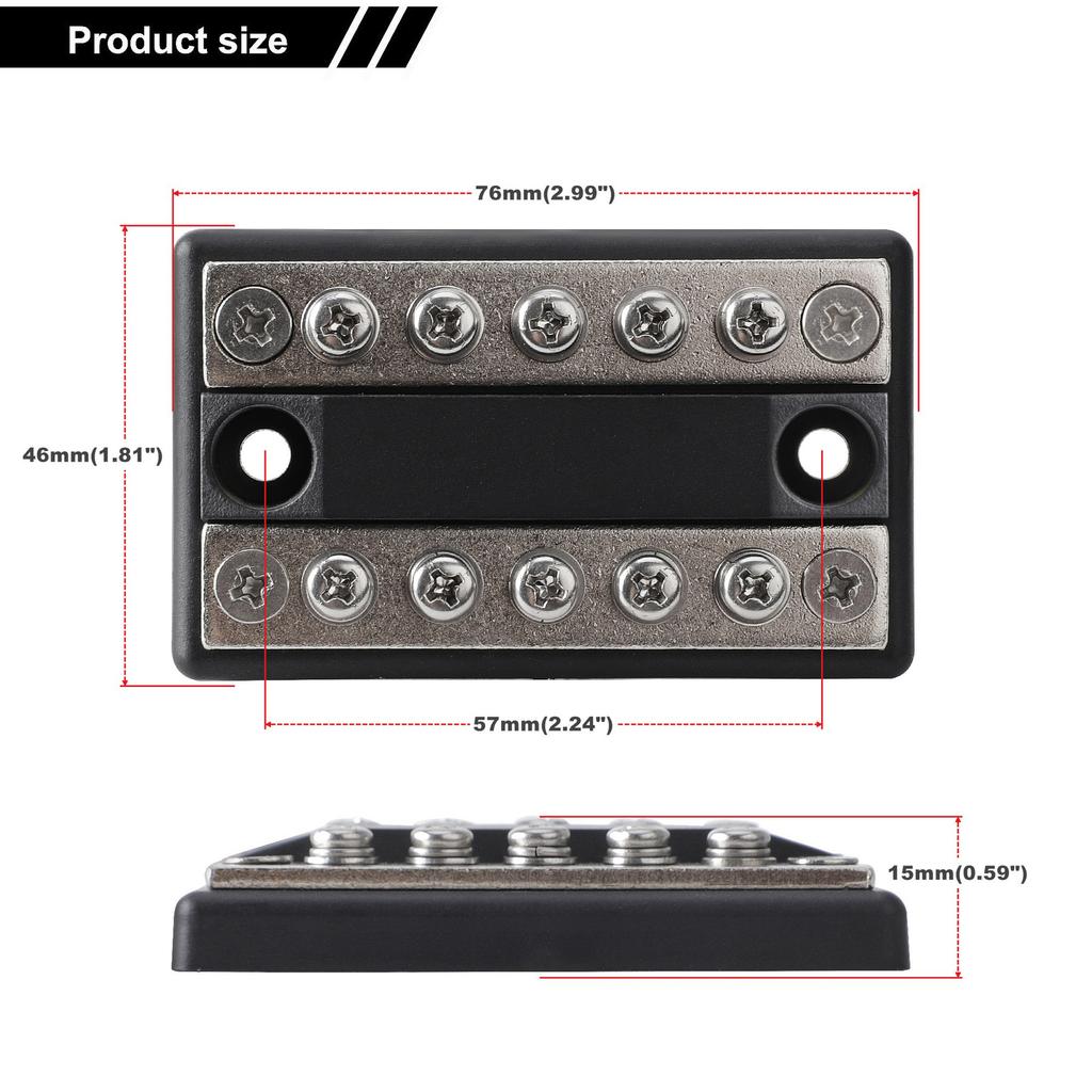 100A Battery Power Distribution Block Bus Bar Positive Negative For RV Boat Truck 48V CD 10 Circuit Busbar Powerterminal Block