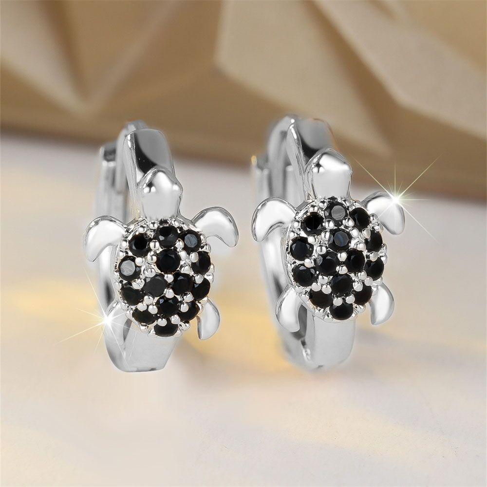 Kolczyki koła z cyrkonii w kolorze zielonym, urocze, w kształcie żółwia morskiego, dla kobiet, w kolorze starego złota, z małą klamrą na ucho, biżuteria ślubna, prezent na Dzień Matki