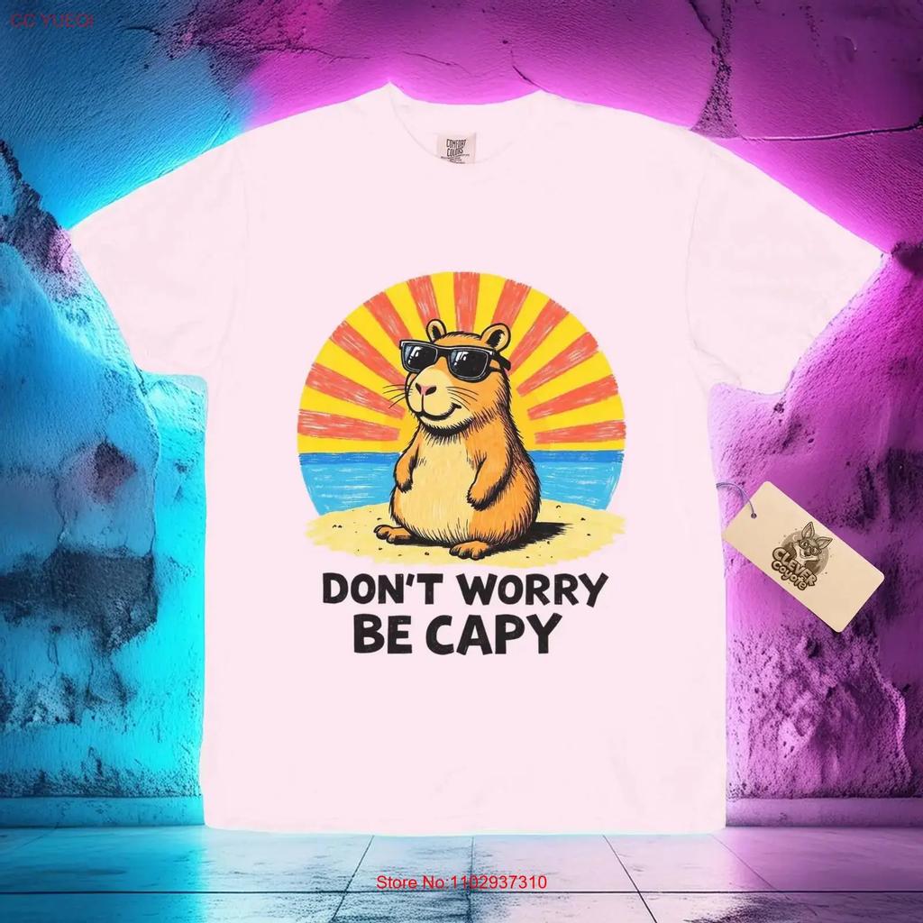 Capybara T-Shirt Keine Sorge Sei Capy Lustiges Süßes Merch Liebhaber Kleidung Vintage Bequemes Oberteil Für Den Alltag Lässig