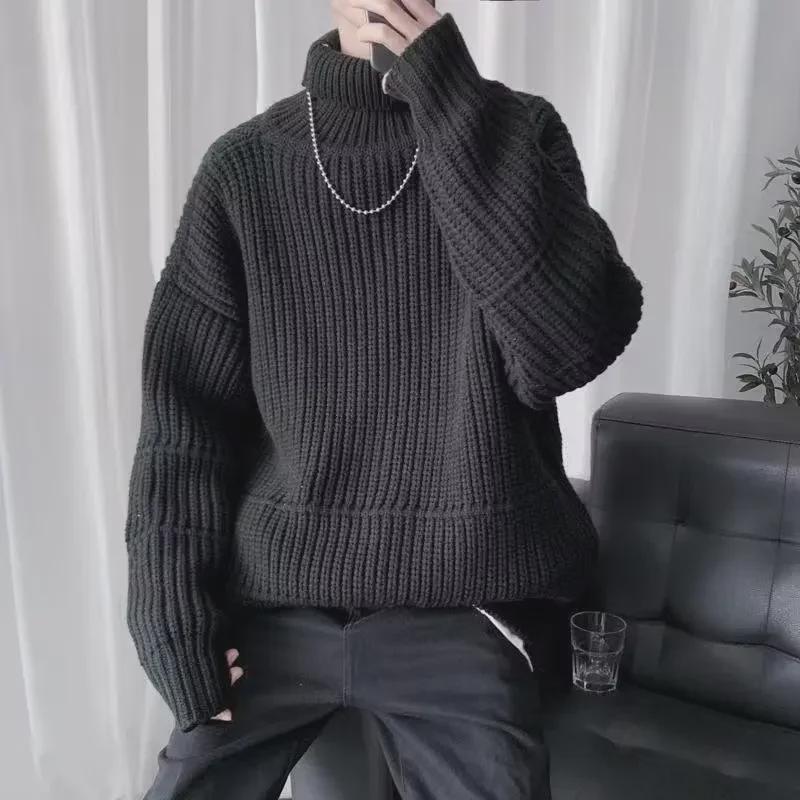 Men’s Thick Warm Knitted Turtleneck Sweater - Autumn/Winter Trendy Lazy Style