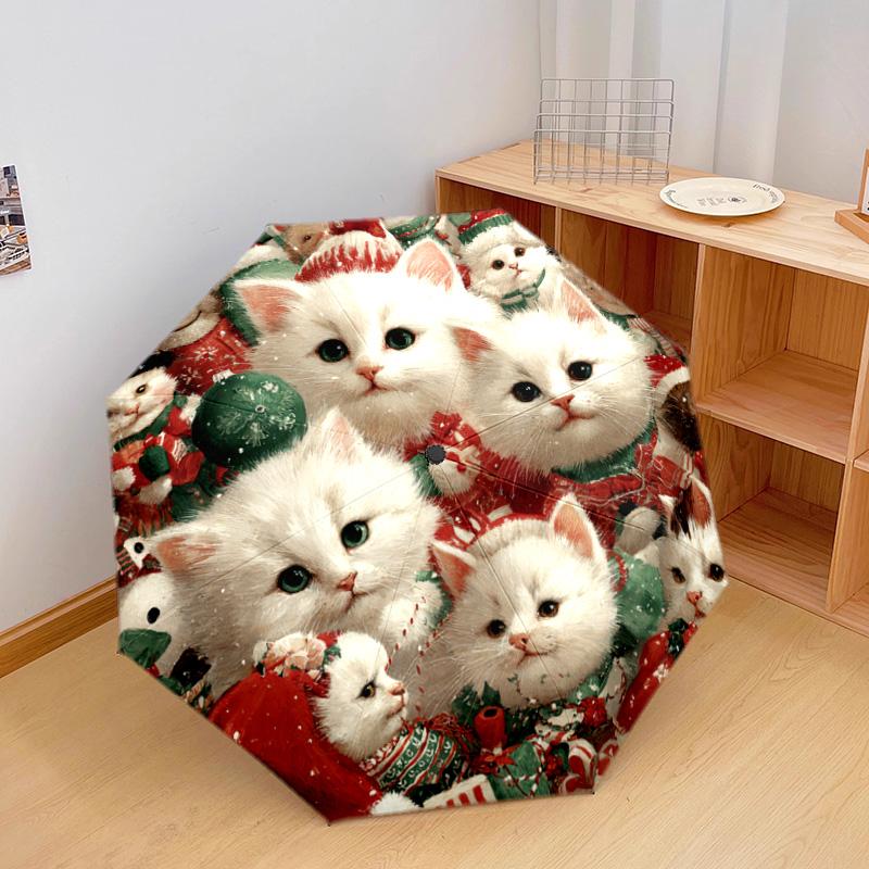 1 PC Automatic Folding Umbrella - Kittens Pattern, Portable & Foldable Design with 8 Ribs, Christmas Birthday Gifts