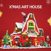 1301pcs Christmas Carnival X Art House Building Blocks Set Festive Red/White DIY Assembly Toy, Compatible with Major Brands, Miniature Christmas Items