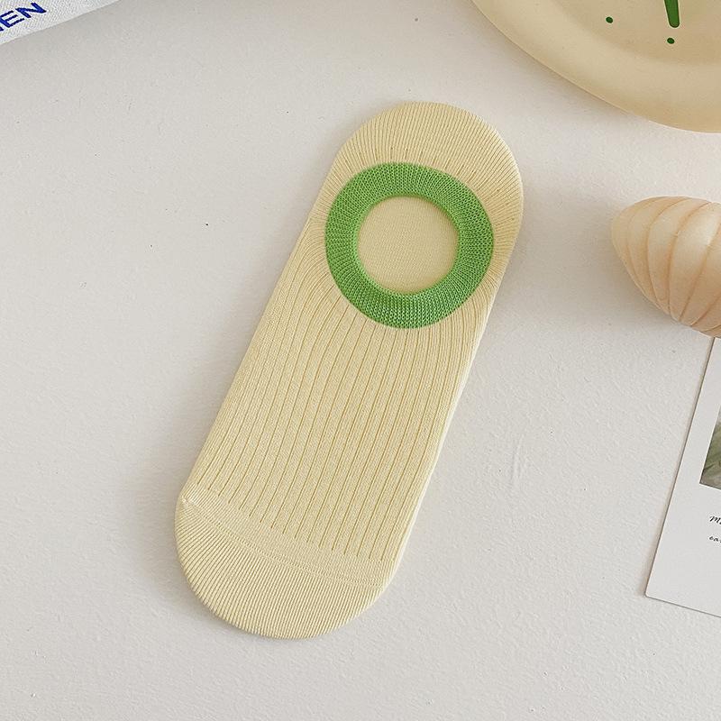 New 5 Pairs Summer Cotton Non Slip Invisible Heel Socks Thin Ice Cream Color Block Boat Socks Sweat-absorbing Women Children