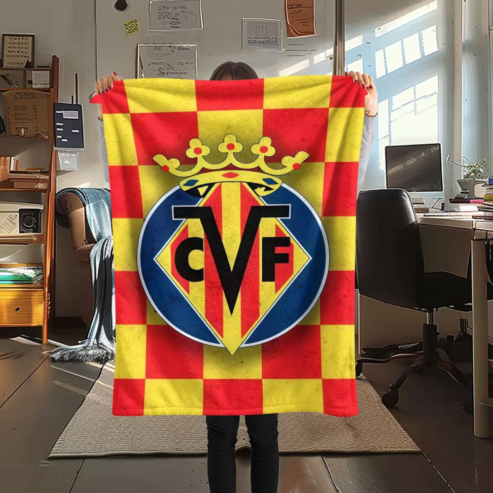 Villarreal CF logo FlAannel Blanket, High quality Comfortable for All Seasons, Home Decor, Warmth and Comfort