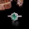 925 sterling silver Ring natural oval 6*8mm Emerald Flower shape design fine jewelry for women's Anniversary and Banquet gifts