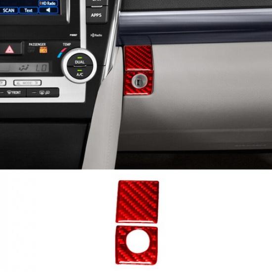 For Camry 2012-14 Red Carbon Fiber Interior Glove Box Handle Cover Trim