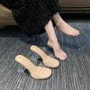 2025 New Internet Celebrity Transparent Sandals Summer Fairy Wind Word with Thick Heel Cool Slippers Personality Super High Heel Women's Shoes