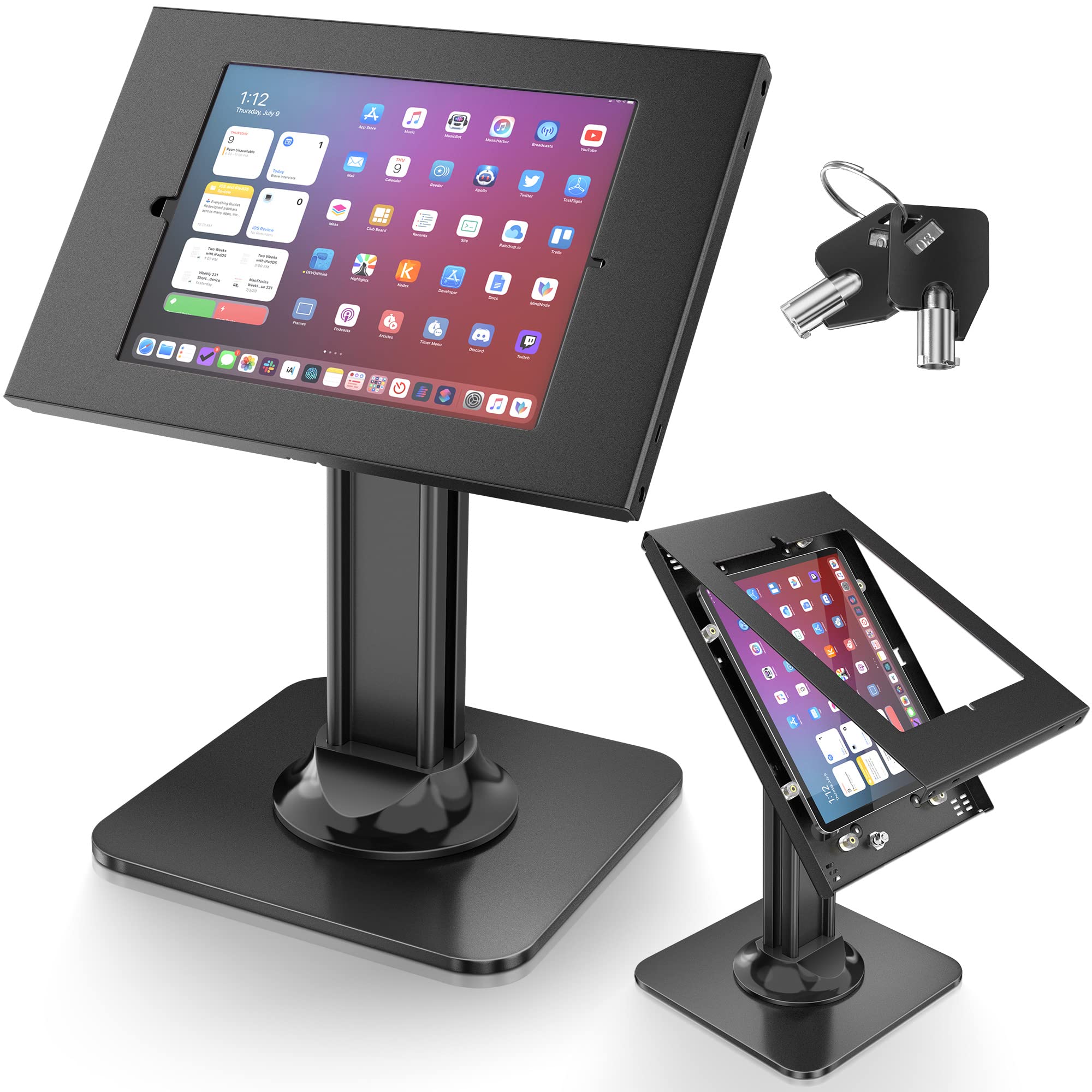 

AboveTEK iPad Kiosk Stand POS Security Locking Tablet Stand Base with Rotation and Tilt Bracket Ideal for iPad Air Retail Business Anti-Theft - & - чёрный