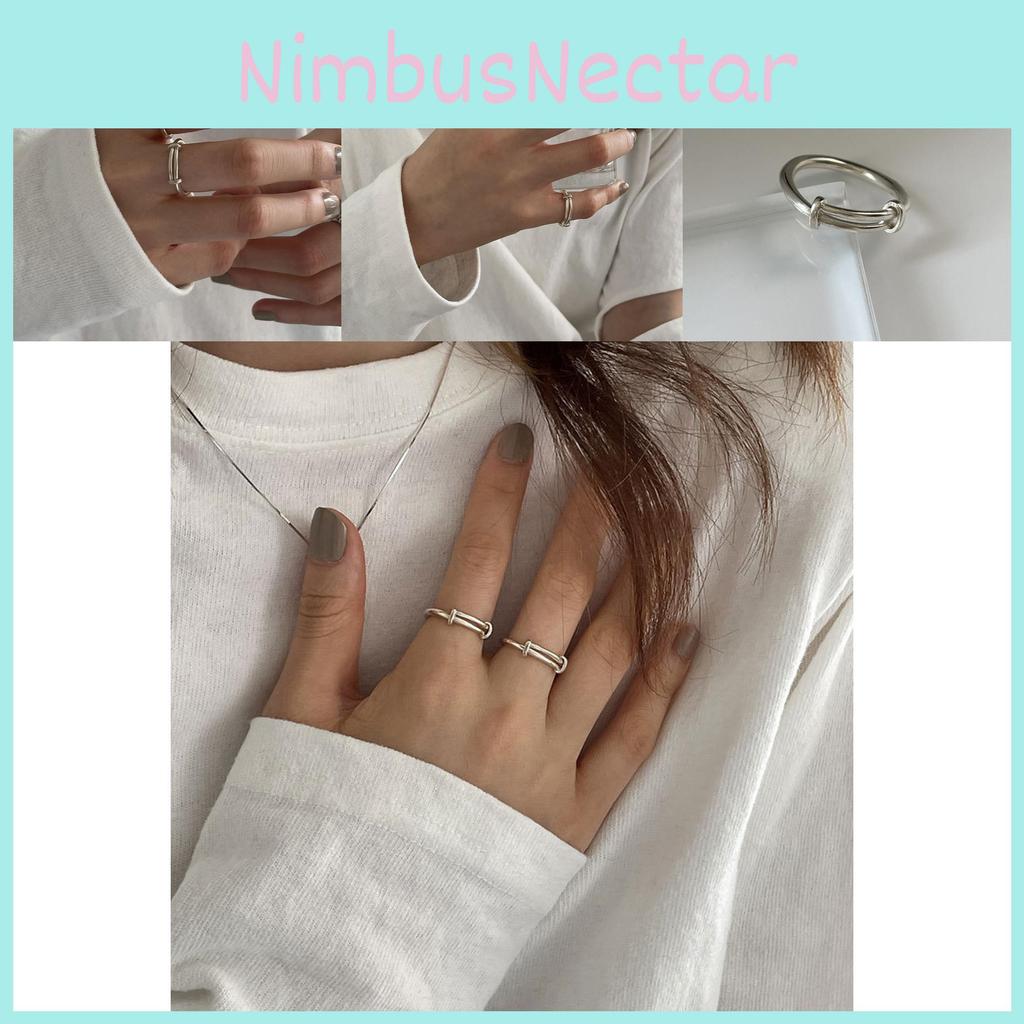 Stylish S925 Silver Adjustable Ring For Women With Geometric Design And Unique Fashion Appeal