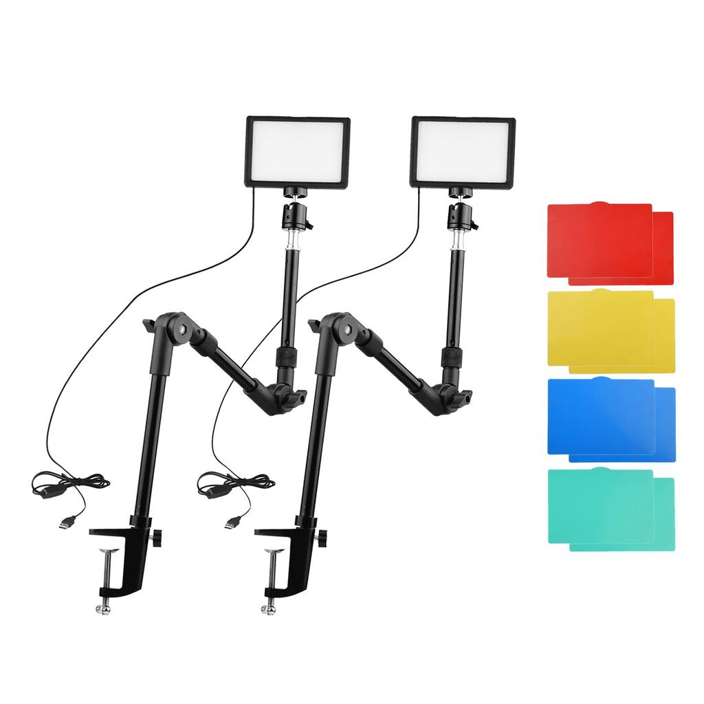 USB Dimmable Photography Lighting Kit LED Video Light with Ball Head Tripod 10 Color Filters Red Yellow Blue Green White