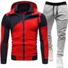 Men's Tracksuit 2Pcs Set Patchwork Color Hooded Jacket  Sweatpants Casual Sportswear Zipper Hoodie Jogger Pants For Men Daily Running Training