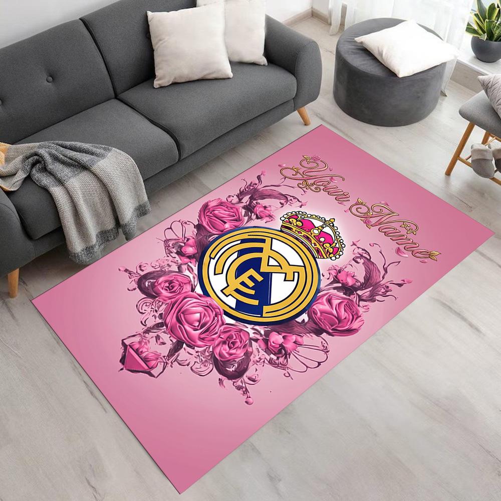 Real Madrid Club Customizable Name Carpet Suitable for Game Room Entryway Dormitory Study Room Anti-slip Rug Decorate Offices Gift for Festivals