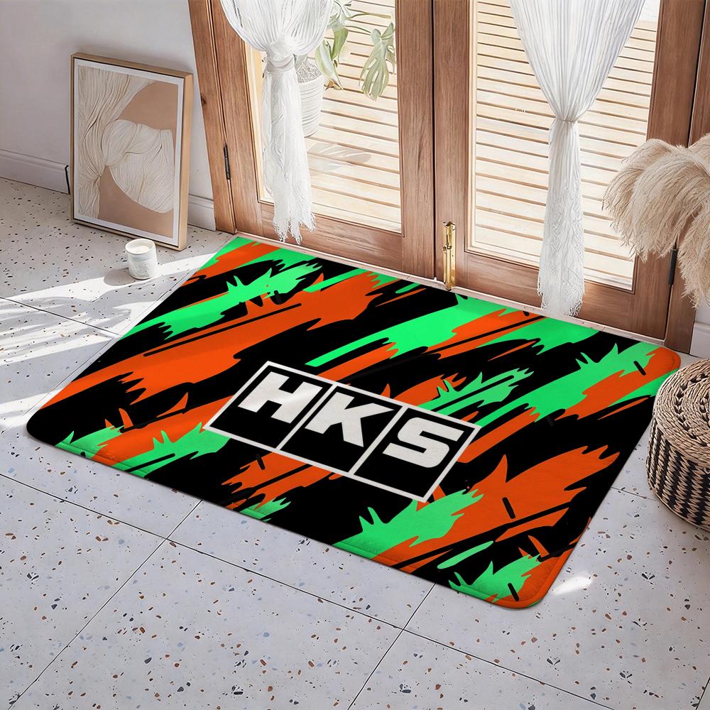 Sport Car HKS JDM Floor Mat Eco  Flannel Doormat Non Slip Odorless Indoor Floor Rug Soft Short Plush Home Mat