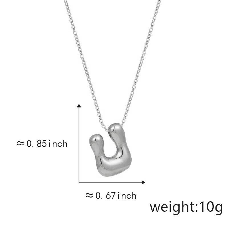 Cute Smooth Letter Necklace, Chubby Pendant, European and American Fashionable and Simple Collarbone Chain