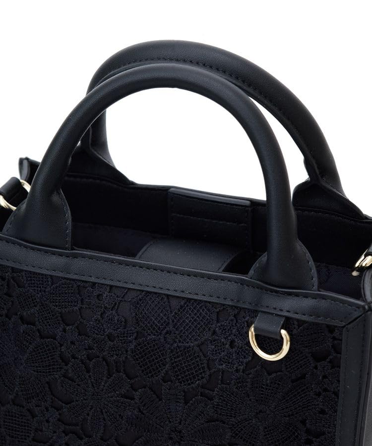 Maison de FLEUR EC Exclusive Flower Lace 2-Way Square Tote Bag, Black, 08000079400