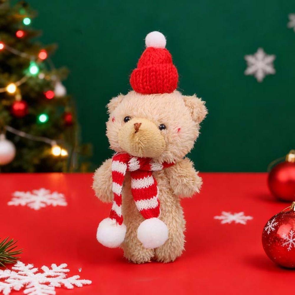 10Pcs Keyring Christmas Bear Plush Toy With scarf Bear Plush Dolls White Bear Plush Keychain Kids