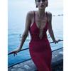 Spring New European and American Hot Sexy Deep V Neck Open Back Open Buckle Knitting Sling Dress 2756023