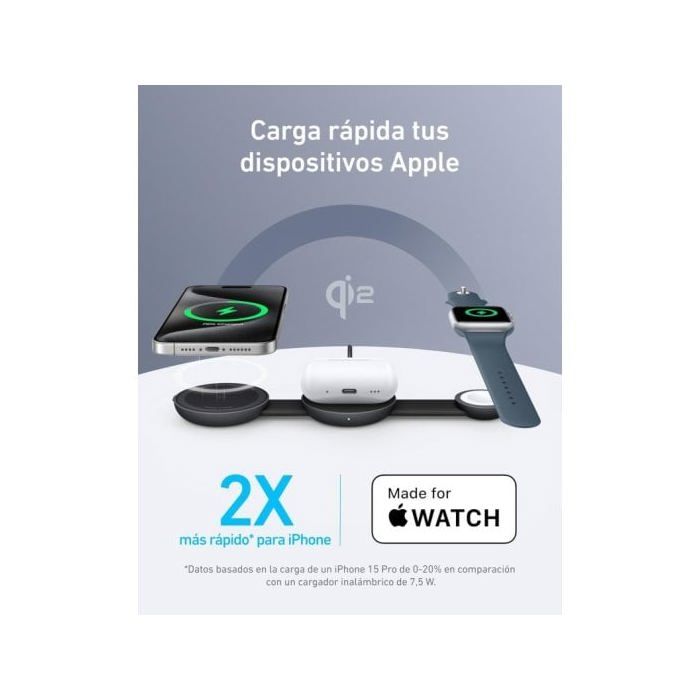 Anker maggo 3-in-1 MagSafe-kompatible kabellose Ladestation, Maggo 15W Qi2-zertifiziertes Induktionsladegerät, Reiseladegerät