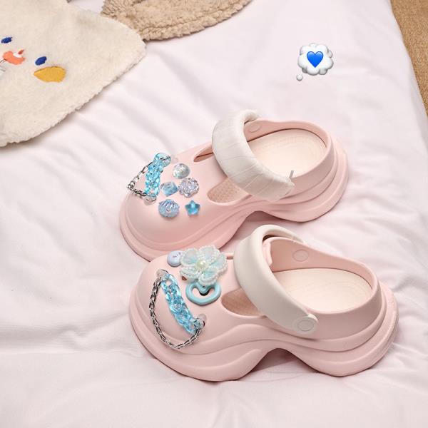 Fashion Cover Toe Shoes Woman 2025 Slippers For Swimming Pool Heeled Mules Platform Beach High Flat Slides High-Heeled Shoes Lady House