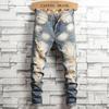 2025 Retro Washed Denim Jeans - Men's American High Street Style, PUNK Slim Fit, Straight Leg, Long Pants