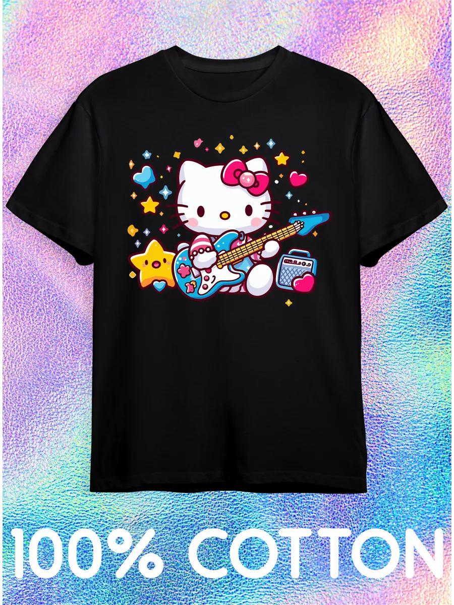 T-shirt with meme cat y2k print 4XL