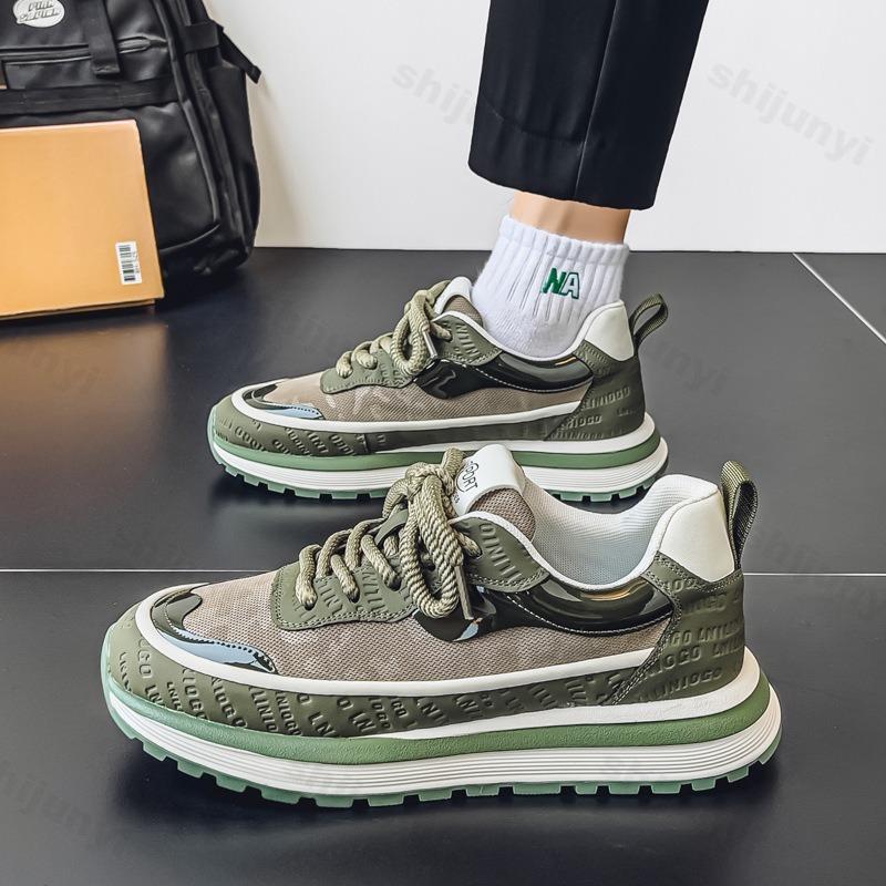 Mode Herrenschuhe 2025 Sommer Casual Sportschuhe Modetrend Vielseitige Dickbesohlte Bequeme Leichte Schnür-Plateau-Sneakers