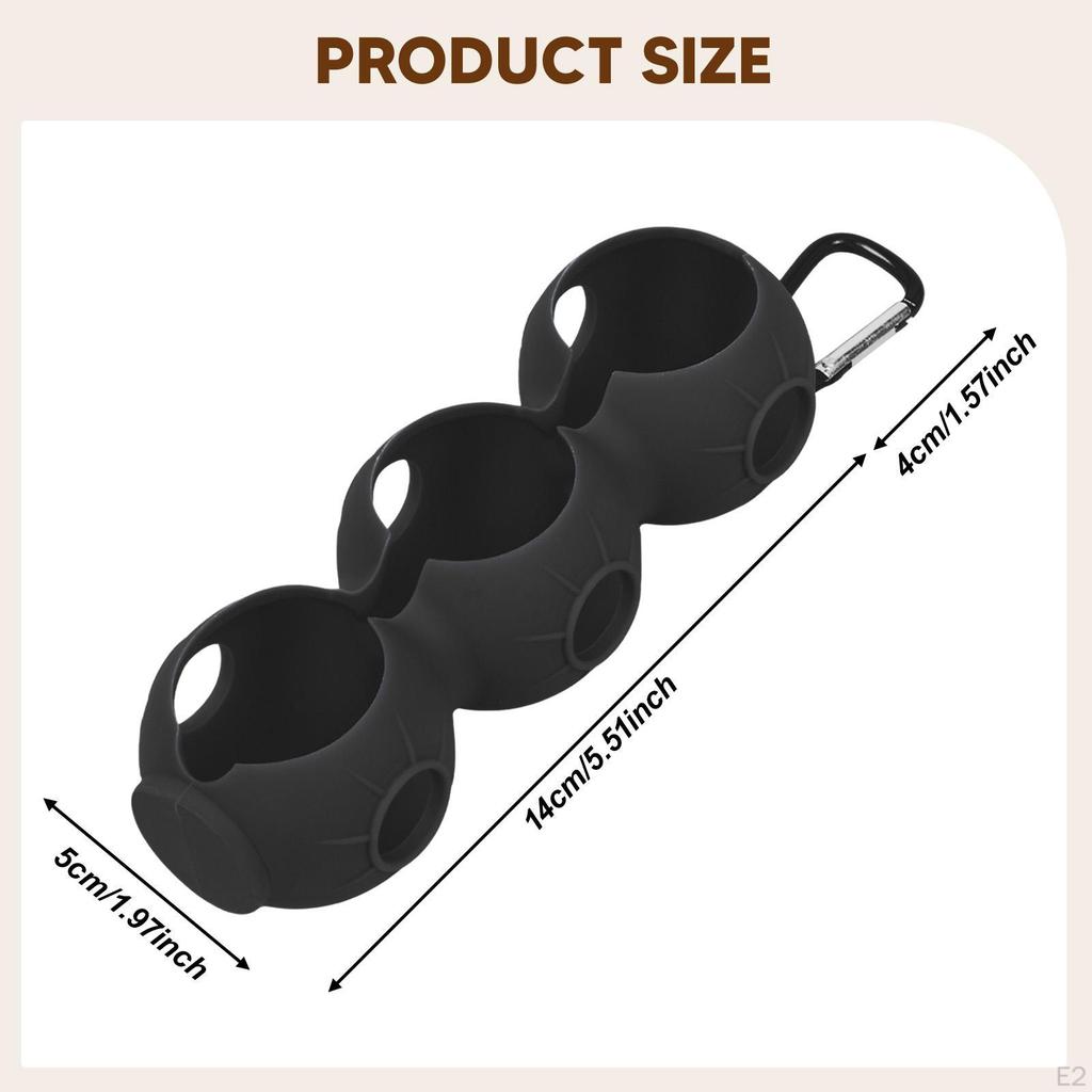 Golf Ball Holder Carrier Lightweight with Hook Holds 3 Balls Sleeve Bag for Training Recreation