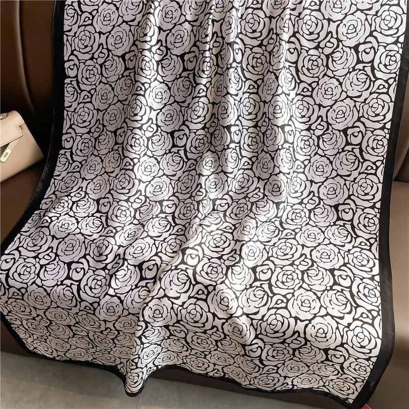 Rose luxury scarf printing with goods New silk scarf Long large size travel shawl Sunscreen