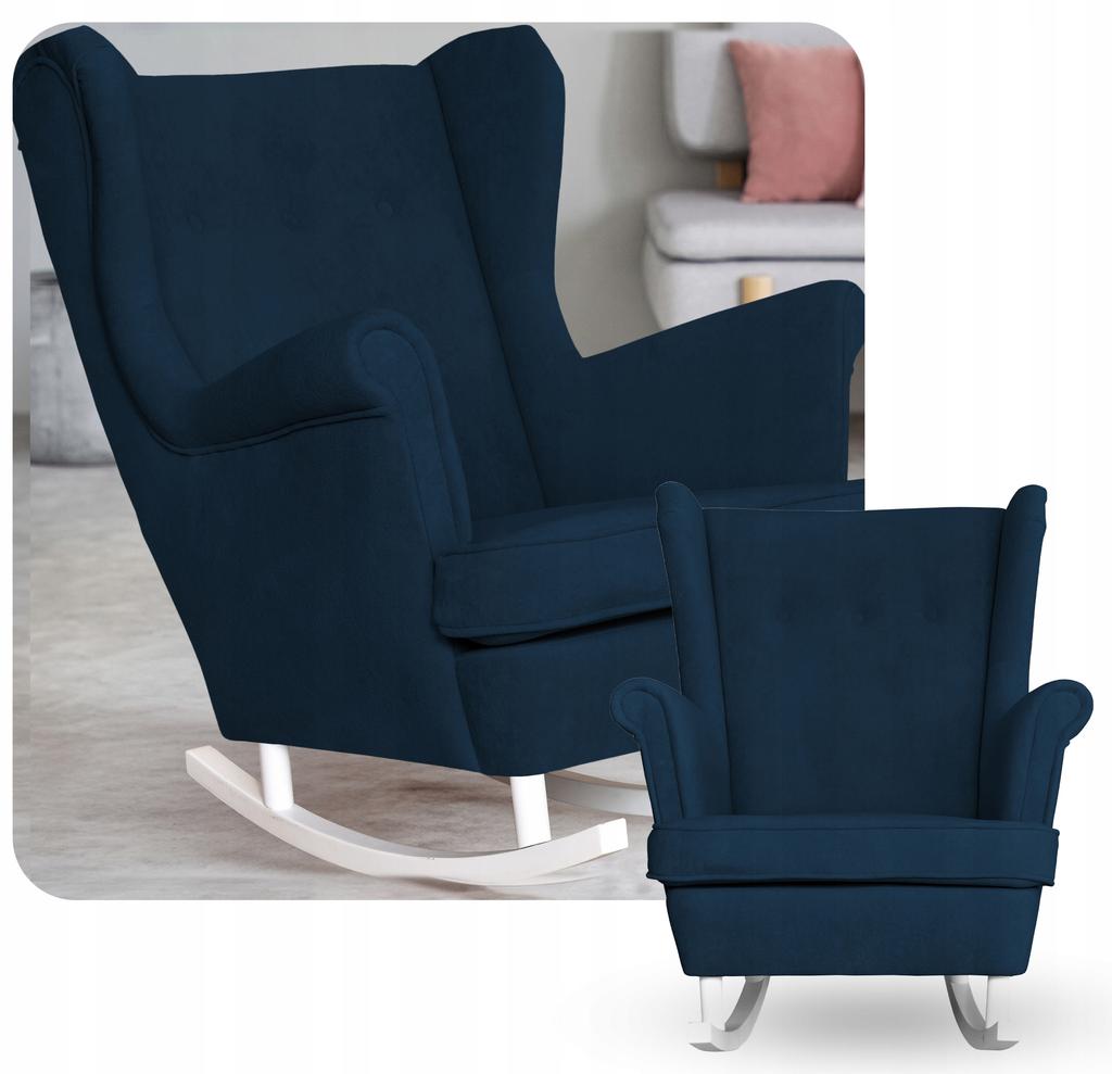 Fotel uszak bujany skandynawski welur Hunter Family Meble granatowy