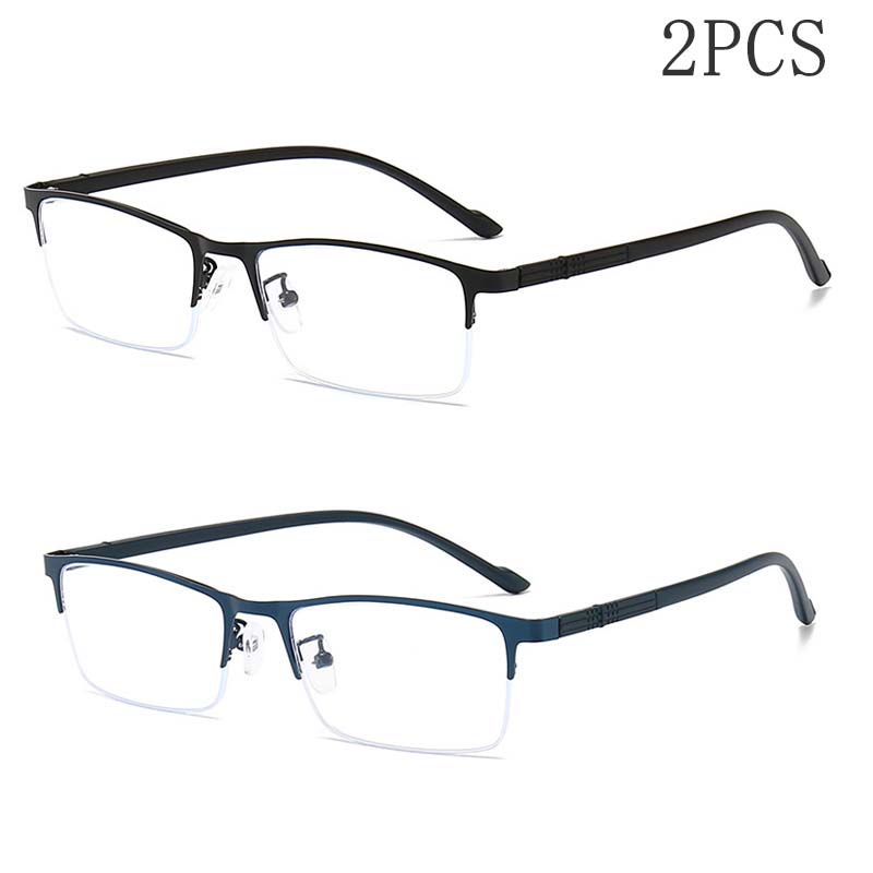 1/2/3PCS Metal Half Frame Anti Blue Light Presbyopia Glasses Lightweight Reading Glasses 8057