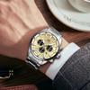 Mens Chronograph Watch Waterproof Quartz Wristwatch Steel Band Casual Business Male Clock Night Glow Display