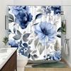 1pc Rose and daffodil patterned shower curtain, polyester fabric, machine washable, suitable for bathroom décor.