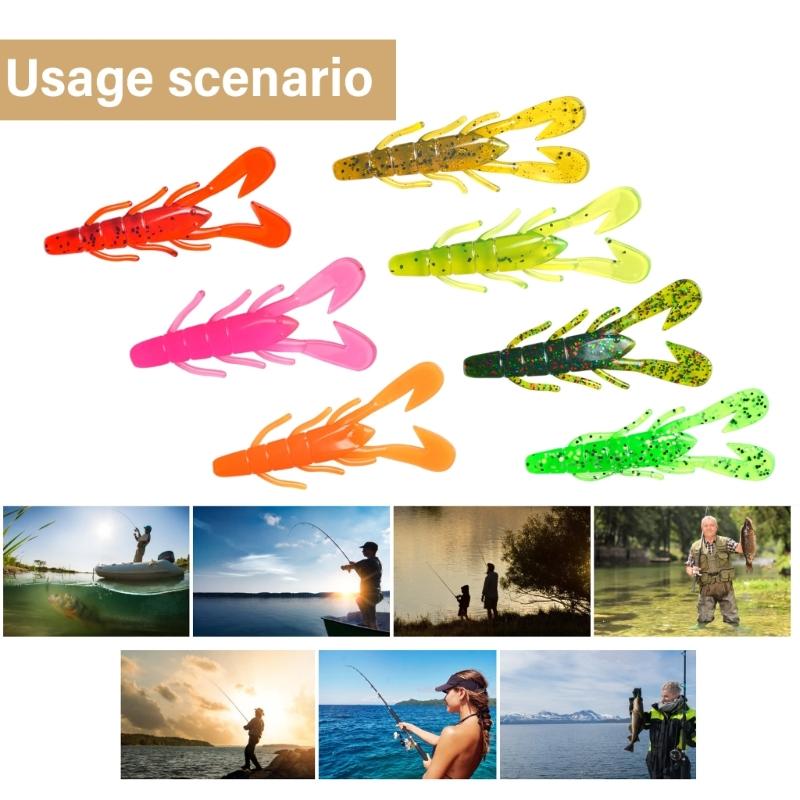 10pcs Artificial Swimbait 8cm Fishing Baits Lure 6g Shrimp Soft Baits Fishing Accessories Crawfish Lure for Trout