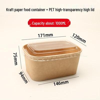 HANDUNYOU Boîte à déjeuner jetable en papier kraft avec couvercle PET