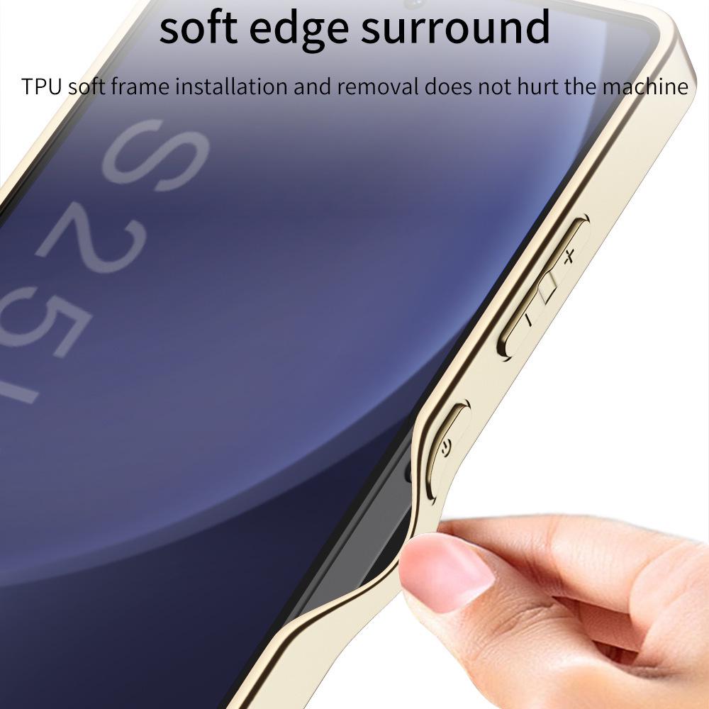 Samsung S25 Ultra Elektroplátovaný kožený kryt na telefon s ochranou proti pádu a ochranou objektivu