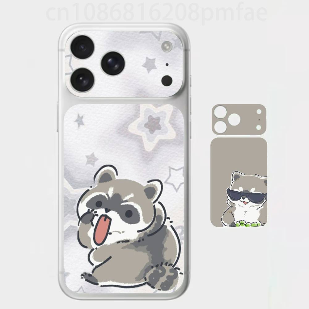 

Cute Little Animal Raccoon 3D Full Body Skin Decal for iPhone 17/Pro/Pro Max Color Rear Protective Sticker iPhone17promax