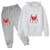 Autumn Winter Spider Printed Hoodies Sweatpants Set Fashionable Casual Warm Sports Long Sleeved Pants Men's Sport Wear
