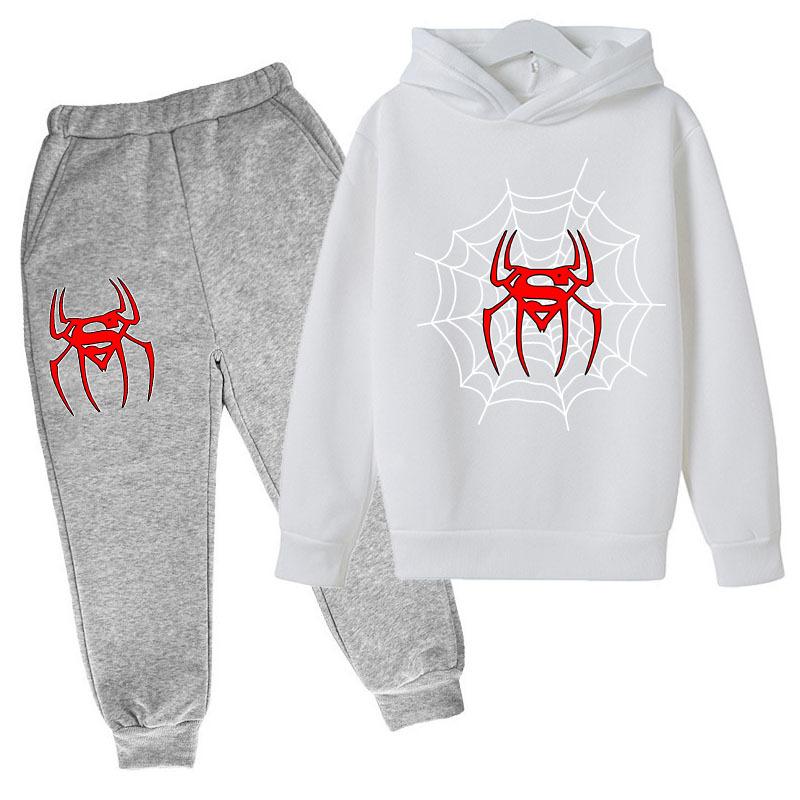 Autumn Winter Spider Printed Hoodies Sweatpants Set Fashionable Casual Warm Sports Long Sleeved Pants Men's Sport Wear