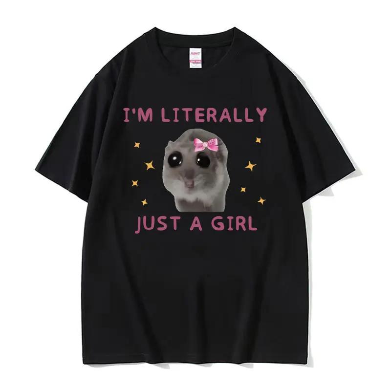 Funny Sad Hamster Meme Cry Men Women Cotton T Shirt Fashion Summer Casual Short Sleeve Streetwear Classic Print Unisex T Shirts