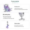 S925 Silver Gradient Purple Butterfly Pendant Bracelet