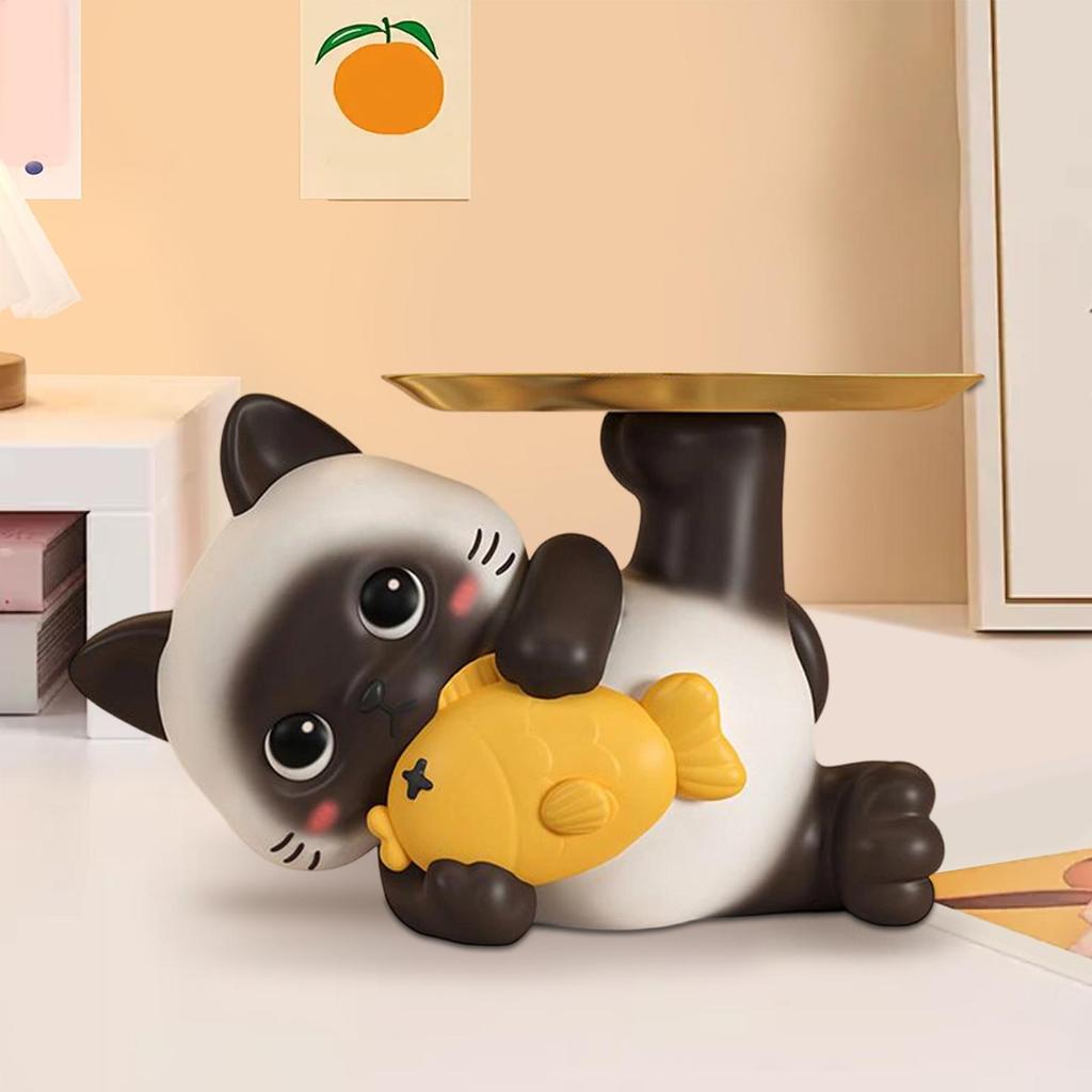 Cat Candy Dish Storage Tray Cat Shape Entrance Shoe Cabinet Decoration Creative Cute Cat Statue Decoration Key Holder for Home