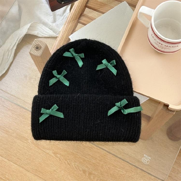 Handmade Winter Beanie Hat with Bowknot Decor Hat Adult Skiing Shopping Hat