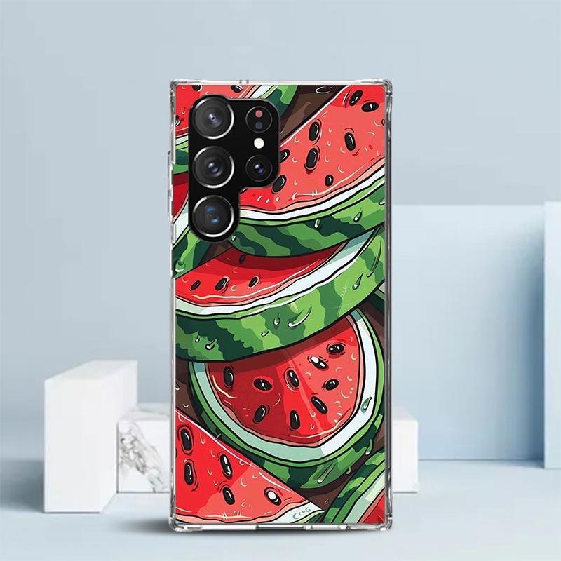 Watermelon Summer Fruit Phone Case For Samsung Galaxy S24 S25 Edge S26 Ultra S22 S23 Plus S21 + S20 FE Soft TPU Back Cover Galax