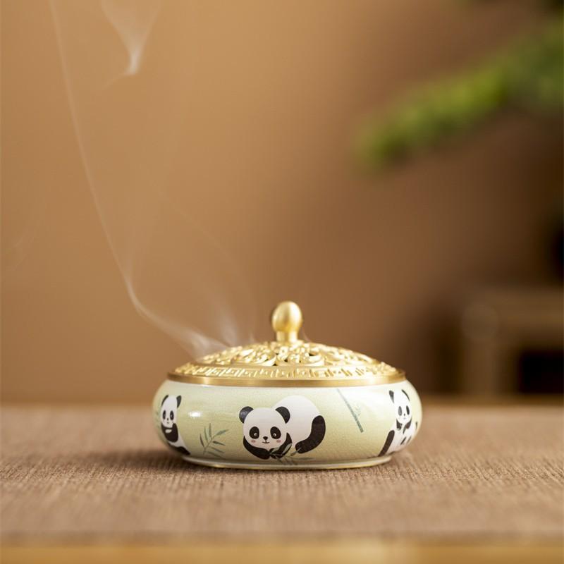 Ceramic Incense Burner with Incense Handmade Smudging Burn Bowl for Stick or Coil Incense Sage Cones Frankincense and Mosquito