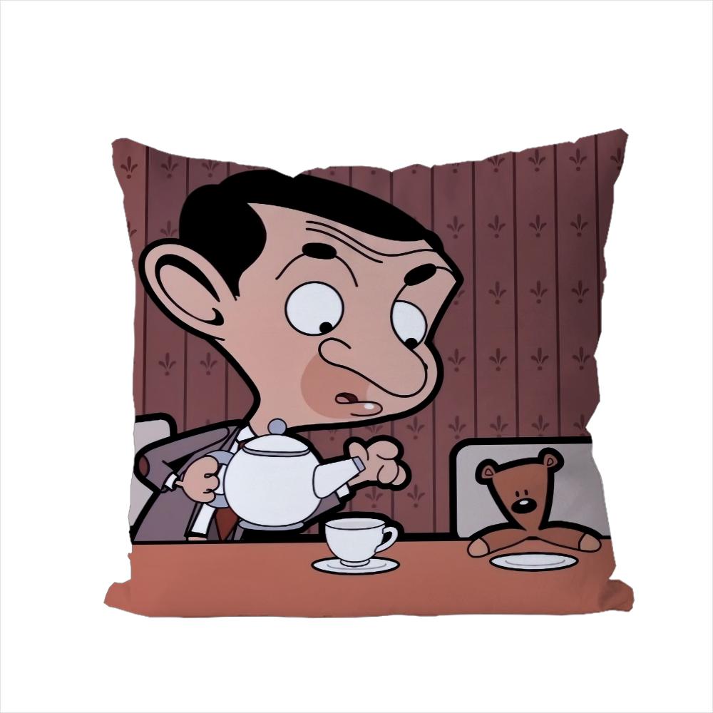 Poszewka na poduszkę Mr Bean Do Samochodu Sofy Dekoracyjna Domowa Dwustronny Nadruk Pluszowa Kwadratowa Poduszka Dekoracyjna Pokrowiec