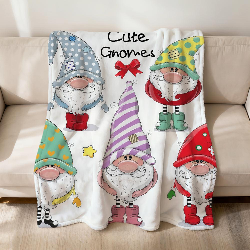 fashion art Cute Christmas gnomes Flannel soft warm plush blanket for sofa living room pet hogar bedroom gift home Car portable