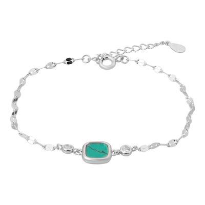 Silver Bracelet with Turquoise, Cubic Zirconia, Weight of the Product 2.31 G (60002052)