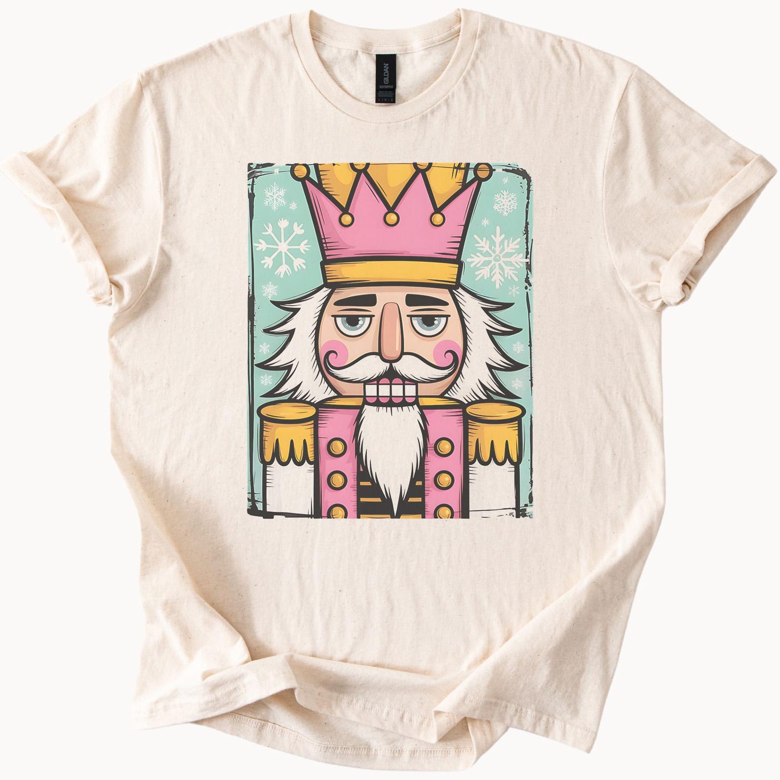 Pink Crown Nutcracker Graphic Snowflake Christmas Shirt Festive Holiday Soldier T Shirt 120